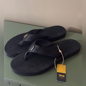 Teva Mush II Flip Flop Thong Sandals Shoes 4198 Womens Size 9 Fronds Black NWT